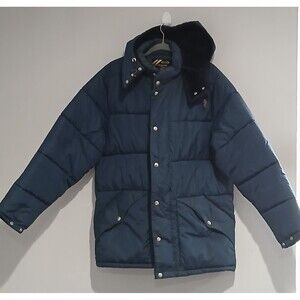 Vintage Sears Best Outerwear 3/4 Puffer Coat. Blue. Women Size Tall Large.